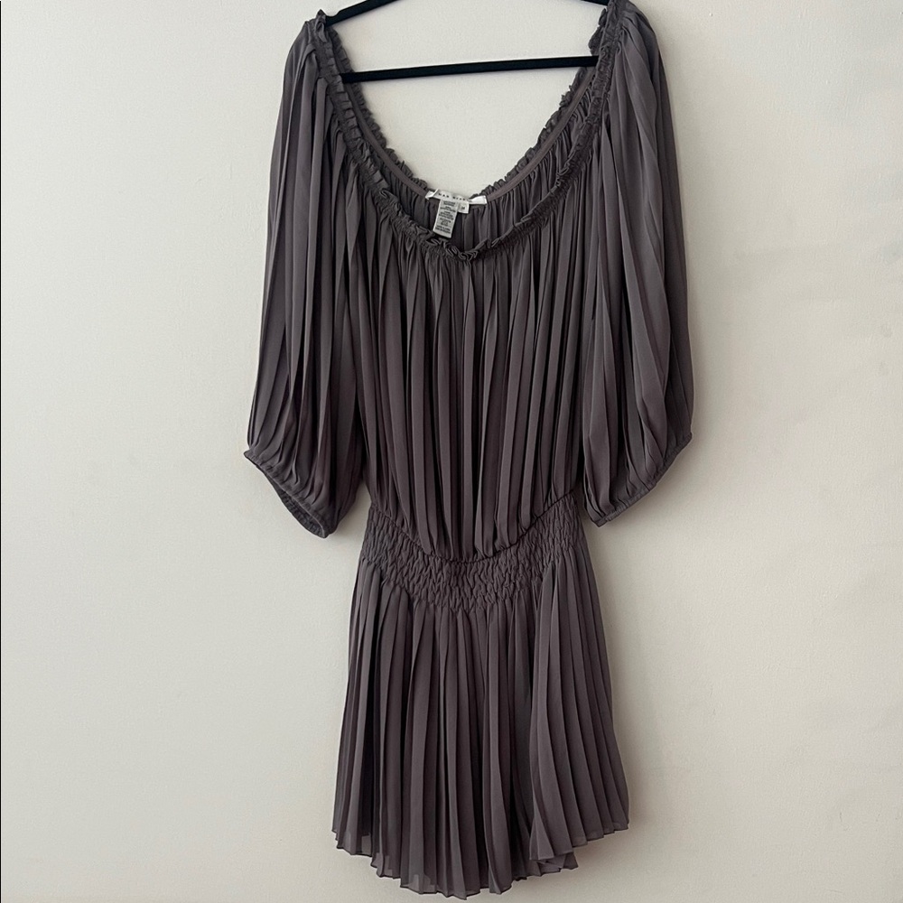 Max Studio Charcoal Pleated Mini Dress